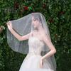 Bridal Veil with Faux Pearl Embellishment White Mesh Single Layer Wedding Veil Bridal Headpiece Hair Accessories