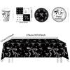 Black And White Bow Theme Kids Disposable Paper Plate Tablecloth Tissue Paper Party Set Decoration Decoration Supplies