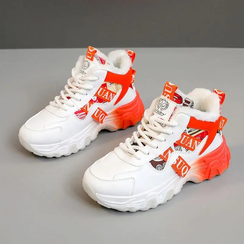 2025 Spring Women Casual Sneakers Hot Sale High Quality Warm Thickness Cotton Shoes Female High Top Ankle Boot Versatile Zapatos