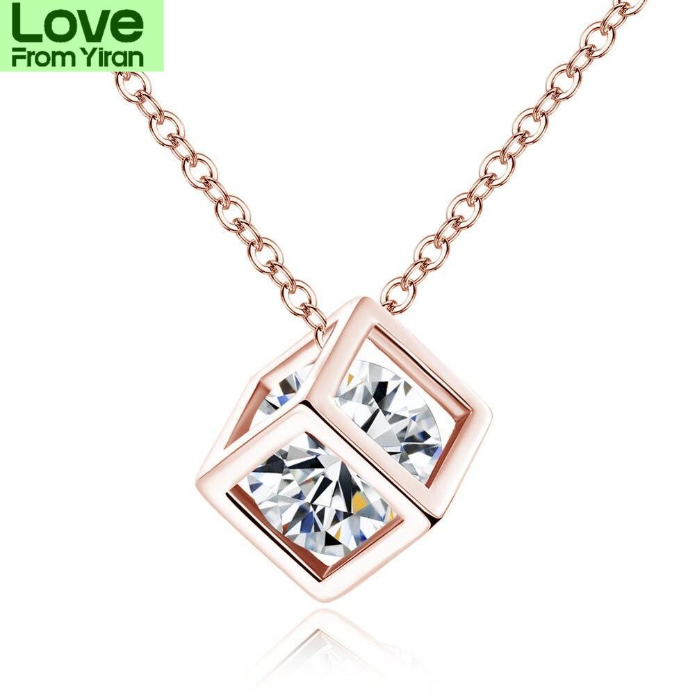 Sale Water Cubic Zircon Necklace Rubik 'S Cube Pendant Necklace For Ladies Party Birthday Present