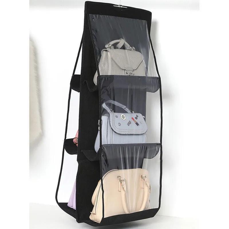 Double Side Transparent 6 Pocket Organizer Backpack Handbag Storage Bags Shoe Storage Bag Home Supplies Closet Rack Hangers