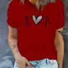 Exquisite Woman Clothing Short Sleeve T-shirt Top Heart-shaped Pattern Printing Summer Short Sleeve Comfortable Women's T-shirt