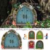 Tale Tree Wooden Door Outdoor Miniature Courtyard Door Tree Decoration Courtyard Accessories Ornament