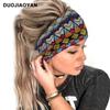 Paisley Pattern Sports Headbands, Stretchy Knotted Sweat Absorption Boho Fitness Running Yoga Headbands, Wide Boho Headband Headwrap