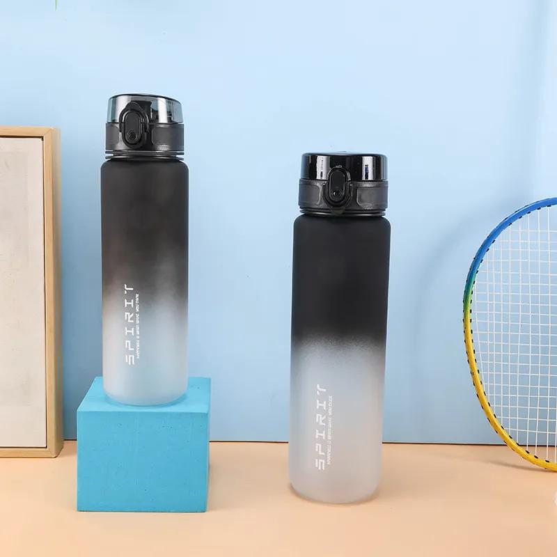 1 Liter Large Capacity Sports Water Bottle Leak Proof Colorful Plastic Cup Drinking Outdoor Travel Portable Gym Fitness Jugs Lyp014