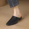 Fashion 2025 New Genuine Leather Low Heels Round Toe Slippers Women Natural Leather Casual Slippers Female Daily Walk Mules Slippers