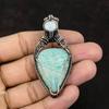 Amazonite Gemstone Copper Wire Wrapped Pendant Rainbow Moonstone Jewelry Unique Copper Design Jewelry Handmade Designer Pendant Gift For Her