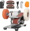 3-In-1 Mini Belt Sander - 15 Degree Knife Sharpener Electric Bench Grinder Sanding Machine, 7 Adjustable Speed Buffer Polisher for Metal Wood