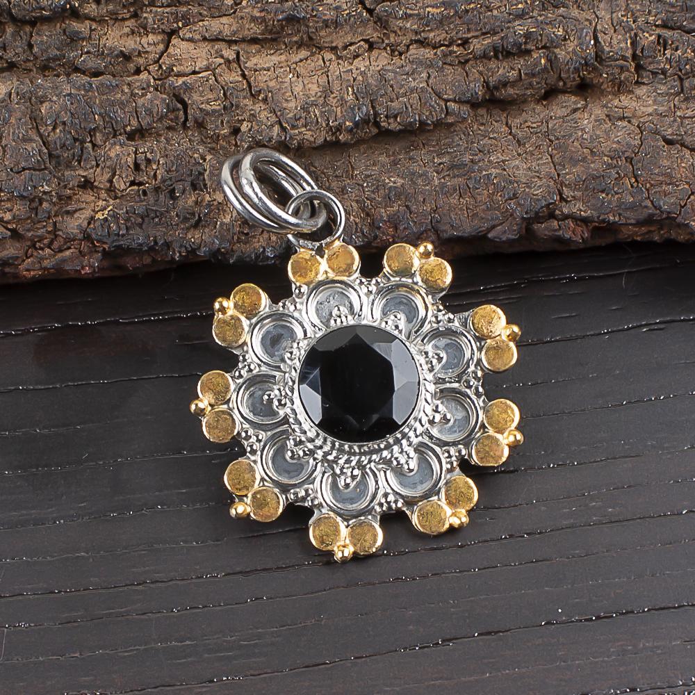 Black Onyx Gemstone Pendant Jewelry, 925 Solid Sterling Silver Jewelry, Handmade Attractive Silver Pendant, Gift For Love