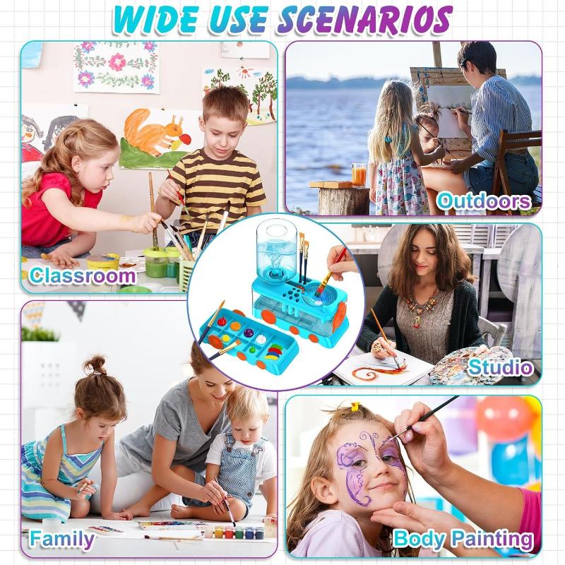 Cartoon-Style Paint Brush Cleaning Tools Water-Circulating Hair Brush Rinser with Holder for Art Watercolor Painting Supplies