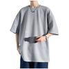Sleeve Solid Loose Crew Big Round Korean Street Short Simple Gray X-cross Men's 3/4 T-Shirt, Color, Fit, Opaque, Stylish, Oversized, Neck, Silhouette,