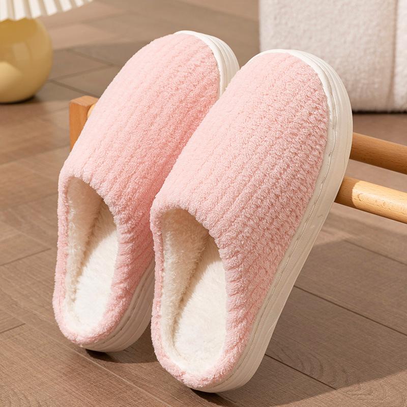 Color Matching Plush Cotton Slippers Winter Couple Indoor Home Hair Mop Plush Shoes Home Comfort Cotton Mop