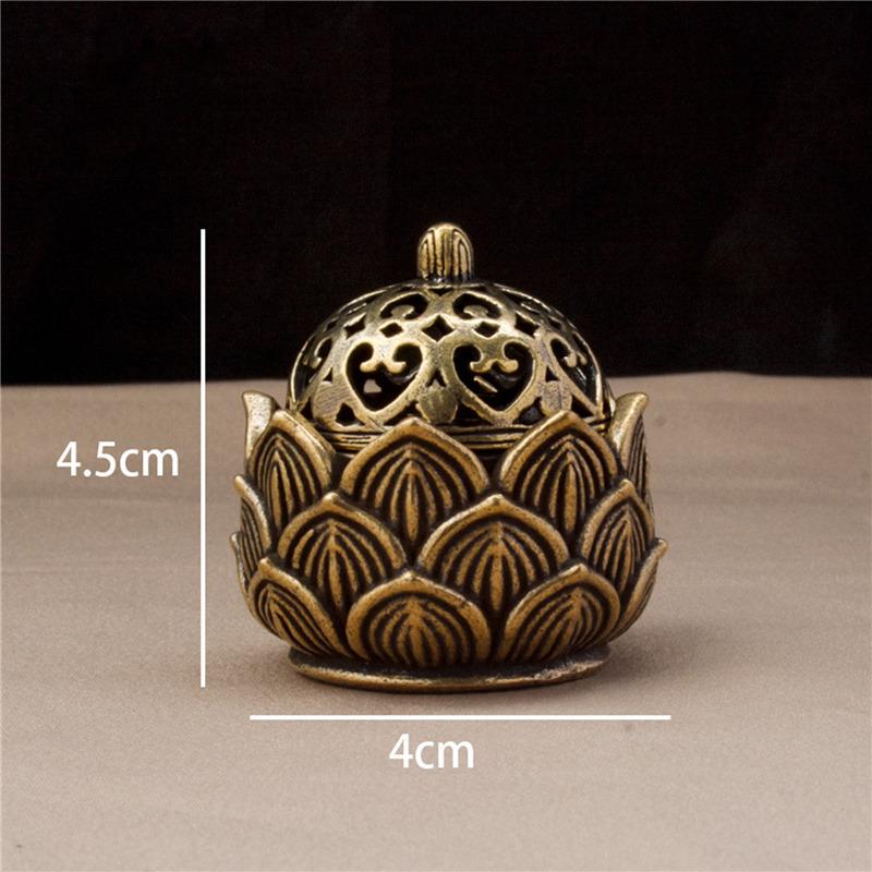 Retro Copper Lotus Pocket Hollow Out Incense Sticks Burner Brass Incense Holder With Cover Sandalwood Cense Buddhism Home Decor