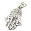 [N3972] - Silver Pendant 'Main Fatma' White (rhodium-plated) - 30x18 Mm