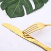 Vintage Western Gold Stainless Steel Plated Cutlery Luxury Dinnerware Set Dinner Knife Fork Ice Spoon Flatware Tableware
