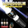 1000000 Lumens Super Bright Flashlight High Power LED Flashlights Rechargeable Lamp COB Light Ourdoor Hiking Lantern Portable Torch