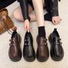 Platform British Style Small Leather Shoes Women's 2025 Spring and Autumn New One-pedal Black Jk Single Shoes Popular Doudou Loafers