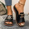Women's Shoes 2025 Summer Solid Women's Slippers Casual Slippers Women Fashion Metal Decor Plus Size Shoes Ladies Wedge Sandals