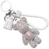 [VICHE CATT] Bear Fur Bag Charm, Sparkly, Cute Strap, Key Ring, Keychain Accessory (White (Silver))