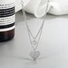 Ladies Elegant Crystal Love Heart Two Layer Pendant Necklace