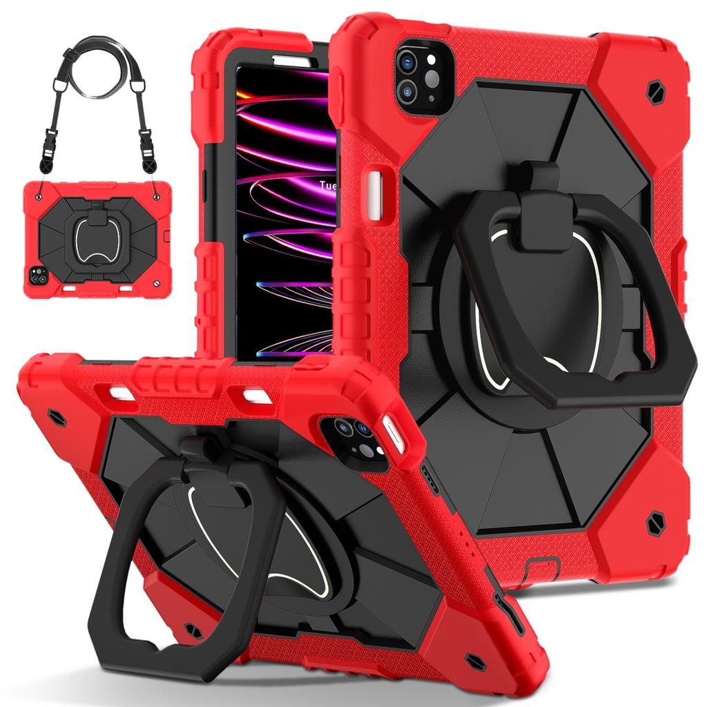 For Apple iPad Air (2020)/ iPad Air 4, 360° Rotating Grip Heavy Duty Protection Stand TPU+PC 3in1 Anti-knock Shockproof Tablets PC Case