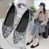 Han Board Pointed Ladyshoes Soft Sole Comfortable Sequins Temperament Versatile Flat Single Shoes Women's Fashion New