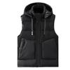 Men's Winter Trend Wear Loose Thick Down Cotton Clip Multi-pocket Solid Color Casual Hooded Vest Coat