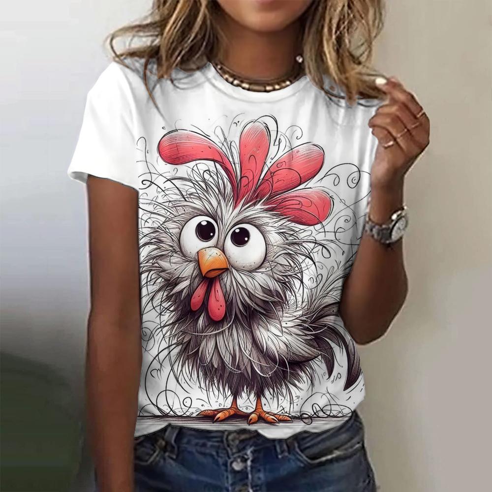 Women's T Shirt 3D Rabbit Print Casual Short Sleeve T-Shirts Summer Fashion Streetwear O Neck Pullover Female Oversized Clothing