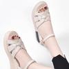 Leather Platform Sandals Women's Woven Summer New Muffin Soft Sole Wedge Heel Heightening Shoes One-word Belt
