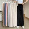 2025 Women's High-Waisted Ice Silk Wide-Leg Pants - Spring/Summer Thin, Floor-Length, Loose, Straight-Leg, Casual Drape Design