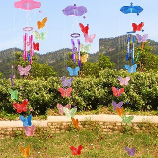 1Pc Creative Bright Color Zakka Butterfly Wind Chimes Ornament Home Room Decor