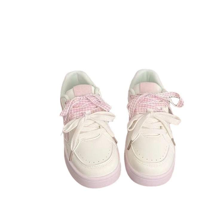 Pink Thick Baseplate Shoes Female Korean Version 2025 Autumn New Chic Niche Design Breathable Student Sports Little White Shoes