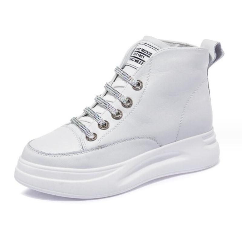Fashion Spring Genuine Leather Women Autumn Sneakers High Top Vulcanized Shoes Ladies Casual Thick Bottom Winter Shoes Skate Female
