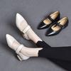 Pointed Single Shoes Mary Jane Shoes Spring Simple Temperament Light Mouth Low Heel Square Buckle Women's Flat Shoes