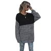 Autumn Women's Sweater Clashing Color Round Neck Inner Long Sleeve Knitted Sweater Medium Long Top