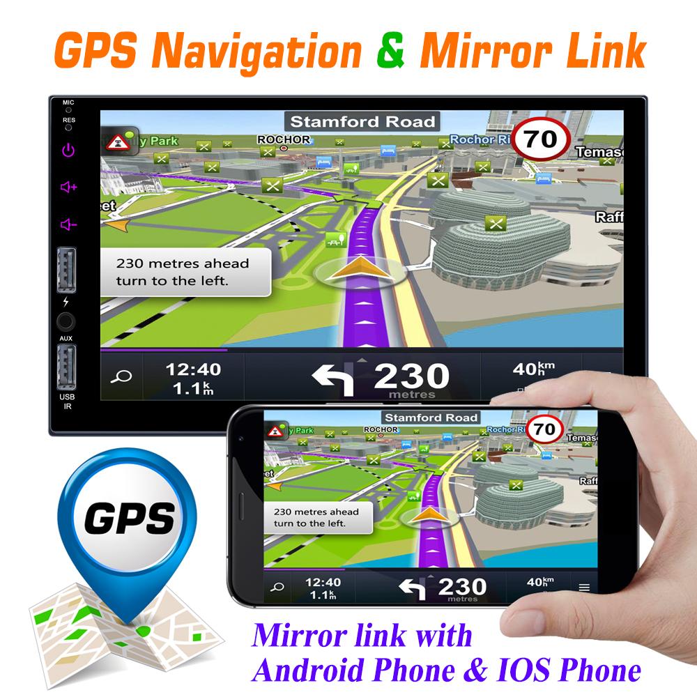 icreative 7 Inch 1+16GB/2+32GB Car Radio Android WiFi GPS FM Radio Car Player MP5 Central Control Full Screen 2 USB All-in-one Machine Universal Radio