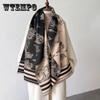 Autumn and Winter Warm Fashion High Sense Literary Scarf Double-sided Printed Cape Classic Scarf Women