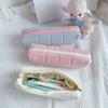 Solid Color Zipper Pencil Bag Kawaii Stationery Pens Storage Bag Case Plush Pencil Bag Organizer