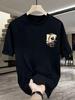 Men's Summer 100% Pure Cotton Fashionable Casual Loose Creative Poker and Dice Printed Sports Round Neck Short Sleeved T-shirt