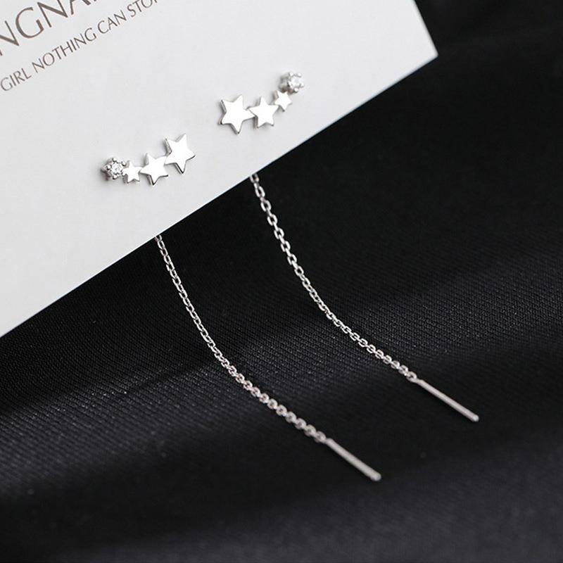 Trend Long Wire Tassel Thread Chain Climb Star Heart Beads Pendants Drop Earring