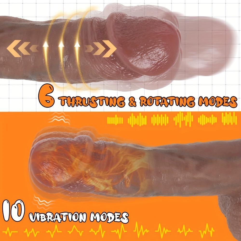 Realistic Thrusting 360° Rotating Dildo for G-spot Anal Stimulation with Vibrating & Heating Modes Remote Control Telescopic Dildo Adult Sex Toys