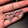 Recommended, Exquisite Love-Shaped Full Zircon Necklace, Female, Engagement Collarbone Necklace.