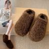 Plush Warm Fluffy Shoes Women's Shoes 2025 Autumn and Winter New Thick-soled Warm Cotton Slippers Comfortable Versatile Cotton Mop