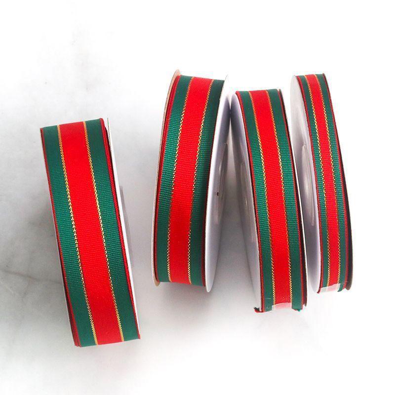 25Yards/Roll Red Green Ribbons DIY Crafts Gift Packaging Floral Decor Christmas 2.5cm Gift Box Decorative for Cake Box Bows
