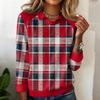 Ladies' Plaid Printed Casual Long Sleeved Sweatshirt Top