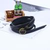 New Five Circle Embossed Cowhide Bracelet Vintage Simple Multi Loop Bracelet Fashion Buckle Leather Bracelet