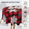 Christmas Table Cloth Snowflake Plaid Print New Year Style Round Shape