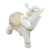 Elephant Statue White Resin Cute Fengshui Lucky Wealth Elephant Sculpture Ornament for Home Entryway Bookshelf Desk Decoration