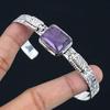 Natural Star Amethyst Gemstone Bangle Adjustable 925 Sterling Silver For Girls