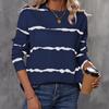 Women Autumn Tops Simple Stripes Print Causal Long Sleeve T-shirt Top Blouse